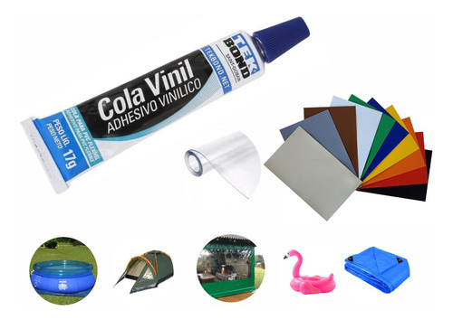 Kit Cola + Lona Para Reparo Remendo De Toldo Piscina Barraca Cor Transparente