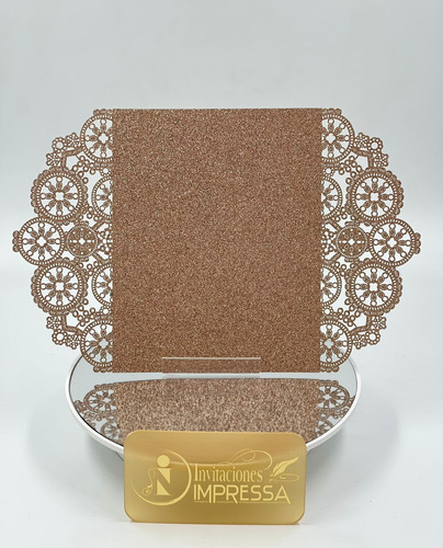 75 Sobres Glitter Invitación Corte Láser Engrane 13x18 Rose Gold