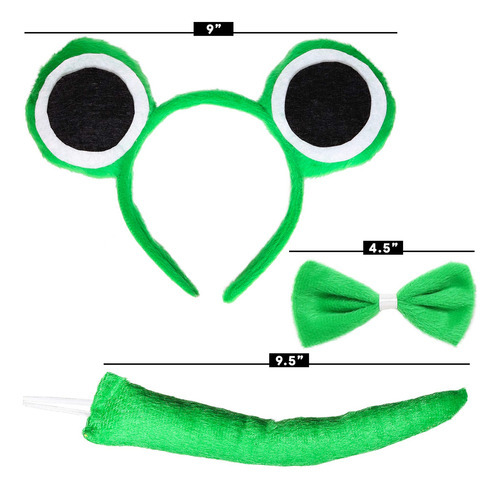 Juego De Accesorios Para Disfraz De Rana Verde, Diadema De Ojos De Rana Verde, Juego De Accesorios De Pajarita Y Sapo Para Niños Pequeños