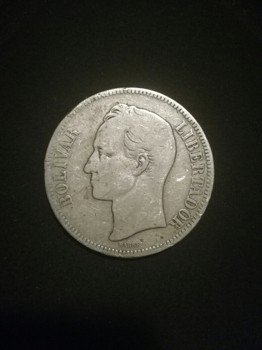Moneda Antigua 25 Gram Plata Lei 900, Fuerte 5 Bs 1903