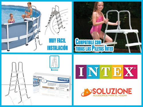 Escalera Para Pileta Intex 132 X 48cm Acero Inoxidable Y Pvc