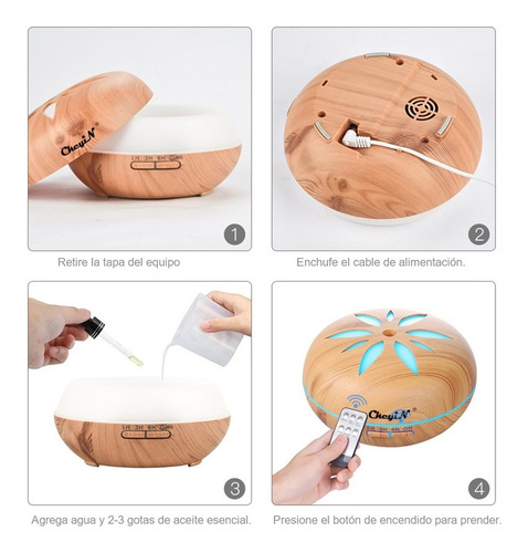 Imagen 5 de 6 de Humidificador Difusor Ultrasonico Aromaterapia Luz Led 550ml
