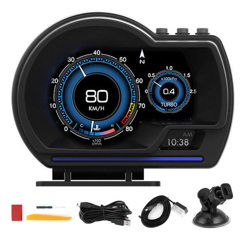 Velocímetro Hud Coche Con Indicador Inteligente Obd2+gps