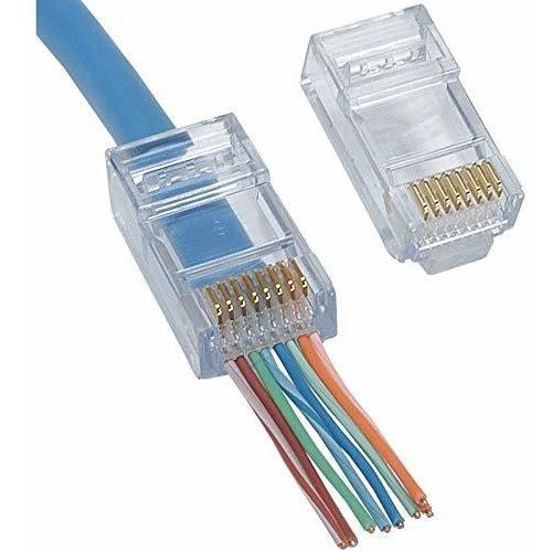 Delcast 100pcs Rj45 Paso A Través De Enchufe Modular Cable D