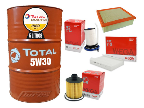 Cambio Aceite 5w30 5l + Kit Filtros Fiat Toro 2.0 Multijet