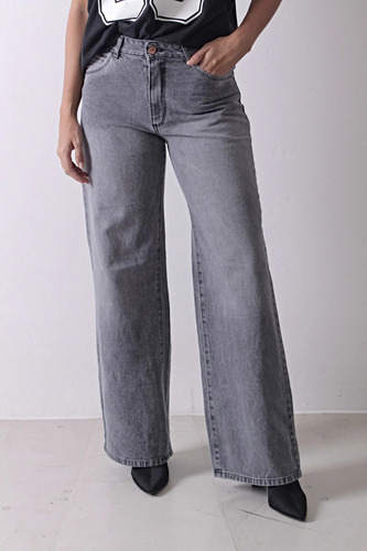 Pantalon Baggy De Jean Rigido Tiro Medio - Merlo