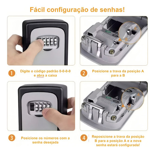 Caixa De Chaves, Código De Combinação De 4 Dígitos Cor Preto