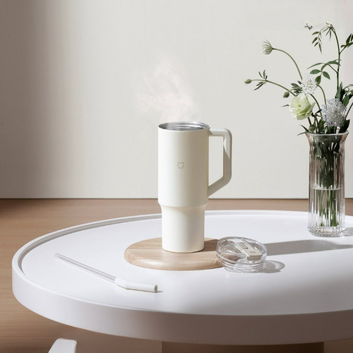 Termo Xiaomi 1 Litro Con Pajita De Silicona - Blanco