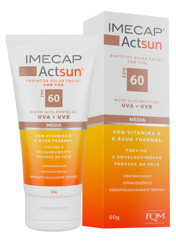 Imecap Actsun Fps 60 50g - Protetor Solar Facial Cor Média