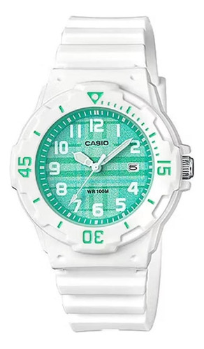 Reloj Casio Analogo Dama Lrw-200h-3cv Color de la correa Blanco Color del bisel Blanco Color del fondo Turquesa