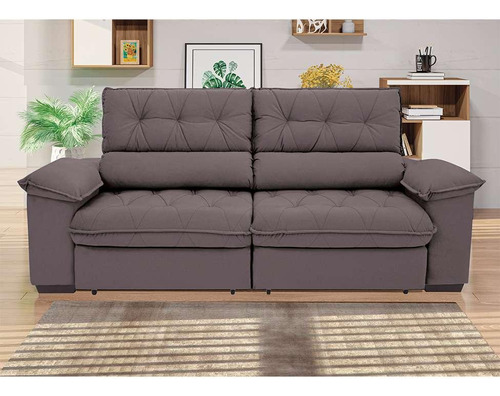 Sofá 3 Lugares Retrátil E Reclinável Piemont Suede Bege 2...