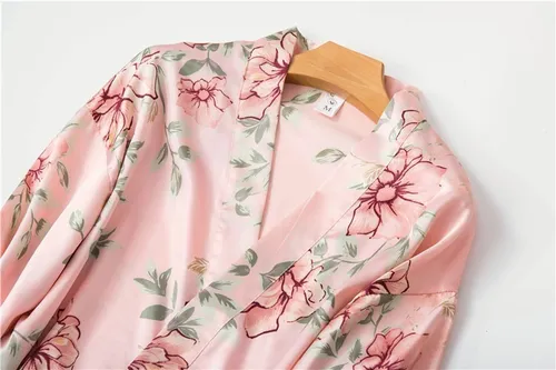 // Conjunto De Falda Sexy De Pijama De Seda For Mujer 5 Pz