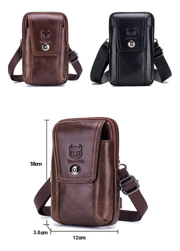 Lujo Bolso De Cintura Hombre Piel Genuino Bolso Cruzada