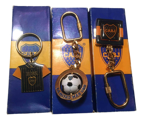 Lote De 3 Llaveros De Boca Juniors 90s, Originales Con Caja