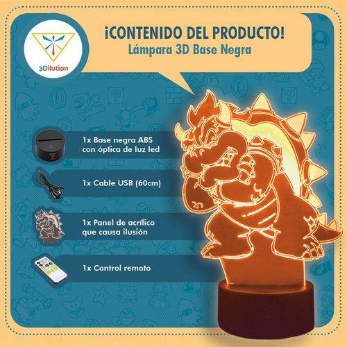 Lampara 3d Lilo Y Stitch Surf Base Negra + Control