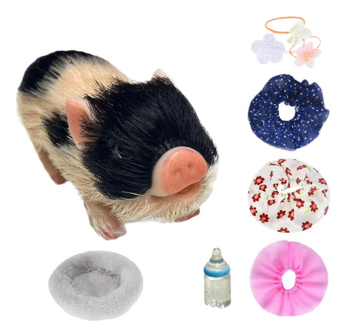 Animal Bonito Porco Boneca Silicone Porco Reborn Porco Preto