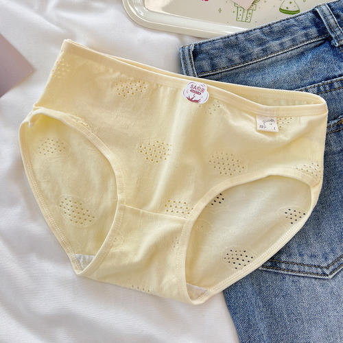 Bragas De Algodón Simples De Encaje De Color Puro Para Mujer