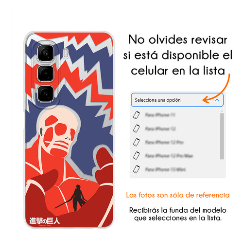Funda Para Infinix Colosal Anticaidas Anime Attack On Titan Colosal Minimal Hot 40i