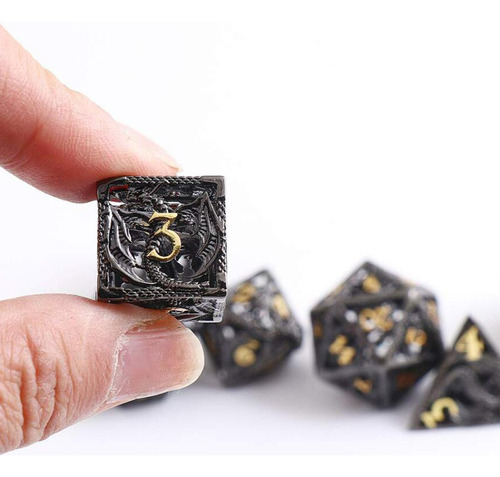 Nuevo Juego De Dados De Metal Hueco Dnd De 7 Piezas Con