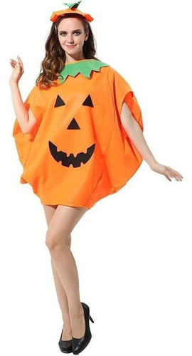 Ll Vestido Calabaza Halloween Para Mujer, 3 Piezas