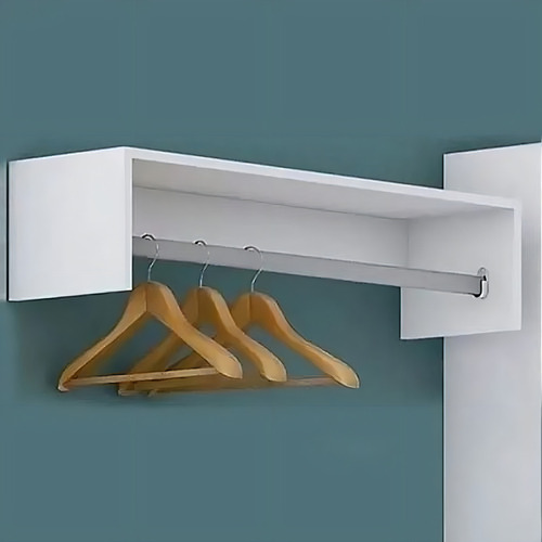 Cabideiro De Roupa Mdf 60cm De Parede Rustico De Quarto Cor Branco