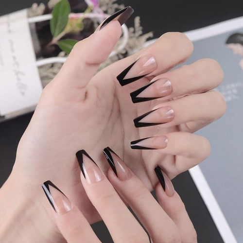 Unhas Postiças Bailarina Longa Decorada Pintada Autocolantes