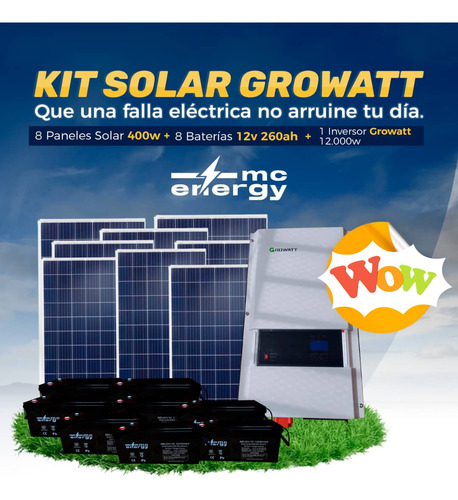Kit Solar Inversor Inversor 12.000 W + 8 Baterias 12 V 260 A