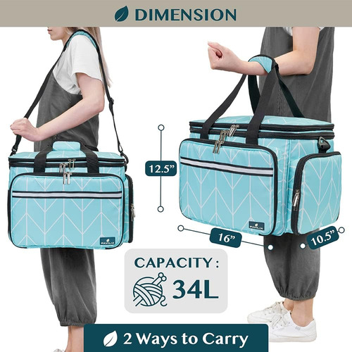 Bolso De Lana Para Tejer Y Crochet, Grande, Chevron Teal
