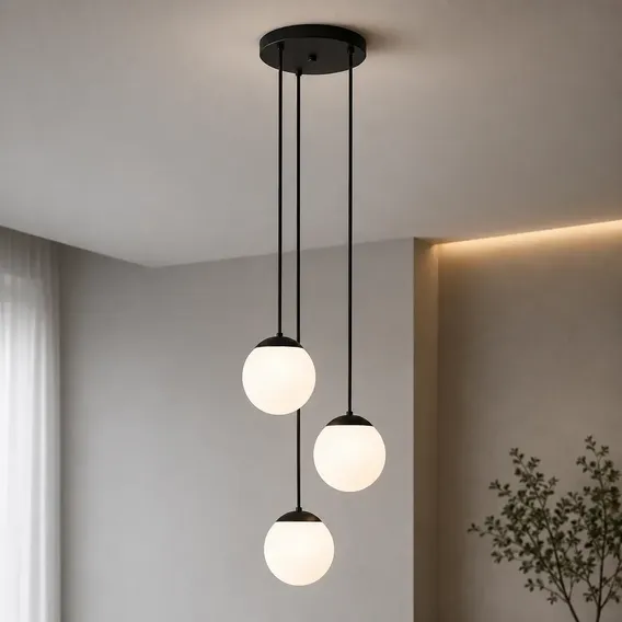 Pendente Lampada Led Triplo Globo Vidro Bola Moon Jabuticaba