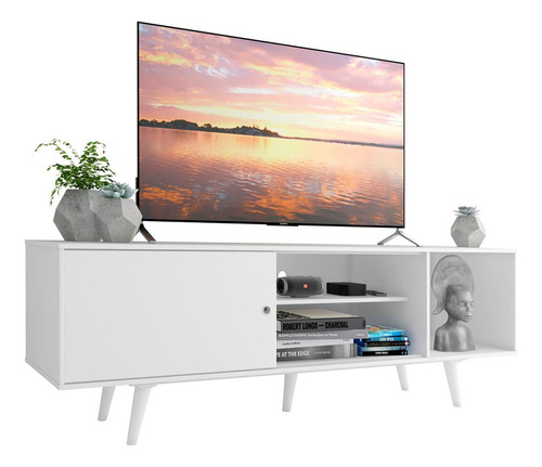 Rack Madesa Dubai Para Tv Até 65 Polegadas Com Pés Branco