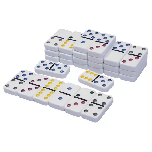 Domino Juego De Mesa 28 Piezas Color Grande Caja Metalica