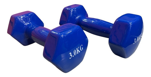 Imagen 2 de 5 de Set X 2 Mancuernas Encauchetadas Vinilo 3 Kg / 6 Lb