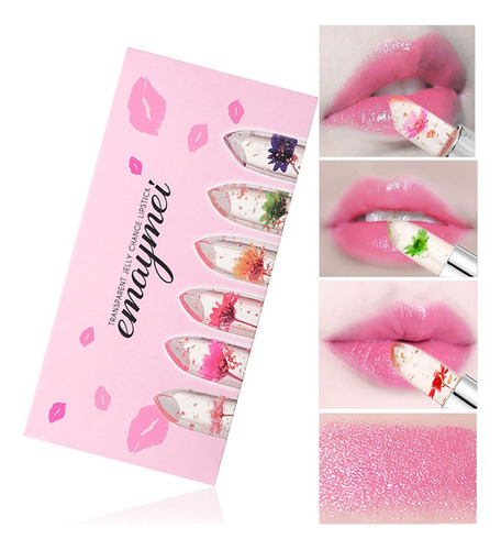 Kit de lápiz labial hidratante Jelly Flower Crystal Magic C, 6 colores, multicolor