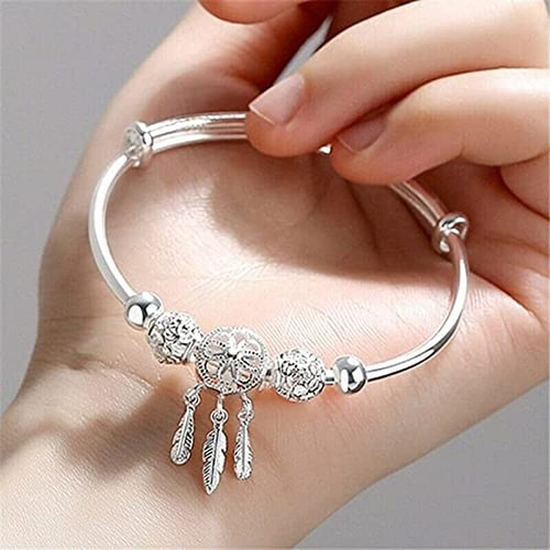 Pulsera Clásico Hecha A Mano De Plata De 925, Atrapasueños