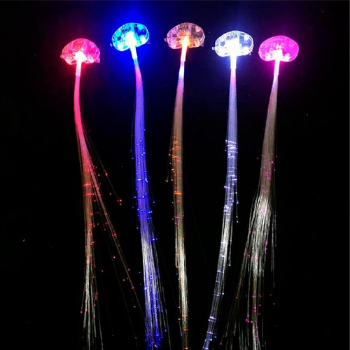 Imagem 3 de 3 de Presilha Luminosa Trança Led Com Fibra Óptica Kit 10 Un