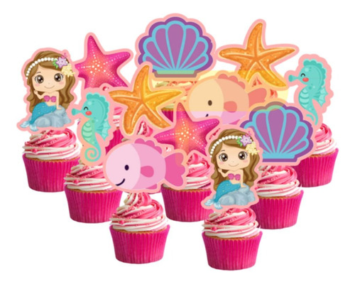 Kit Imprimible Topper Cake Sirena Adorno Cameo Silhouette