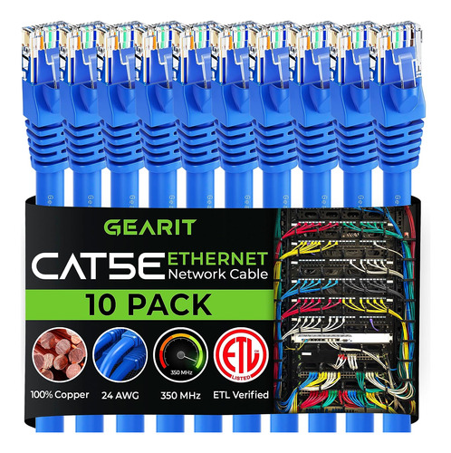Gearit - Cable De Conexion Ethernet Cat5e (10 Unidades, 6...