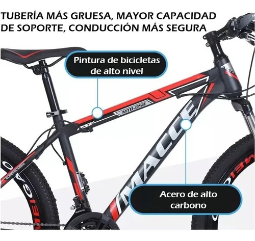 Mountain Bike Macee R26 21v Rines De 3 Divisiones Anchos Color Negro