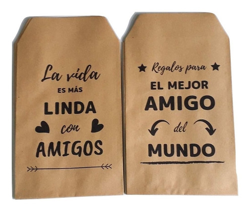 10 Bolsita Sobre Papel Kraft Madera Personalizado (13x19cm)