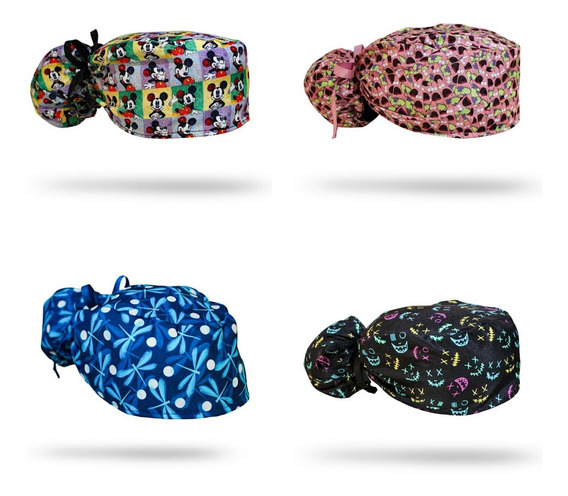 4 Gorros Clínico Para Pabellón Mujer Colores Surtidos 4 Gorros Clínico Para Pabellón Mujer Colores Surtidos
