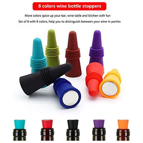 Tapones De Botella De Vino De Silicona Multicolor 8 Piezas