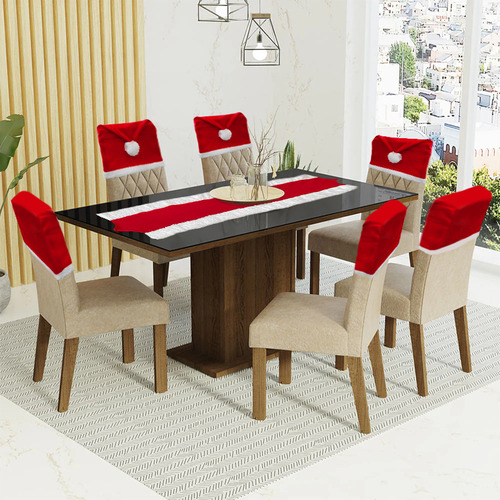 Fundas De Comedor Kit 4 Gorritos Para Silla + Mantel Mesa