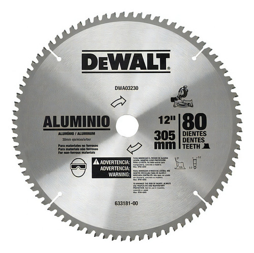 Disco De Corte 12'' Para Aluminio 80 Dientes Dewalt A03230 C