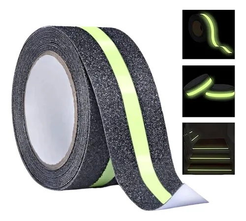 Cinta Antideslizante Negra Con Fluorescente - 50mm X 5mts.