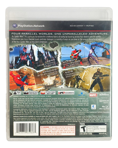 Spiderman Shattered Dimensions Mídia Física Ps3 (Usado)