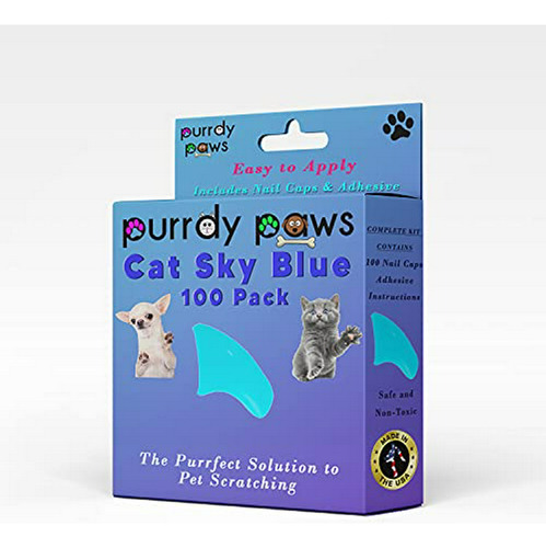 Purrdy Paws 100-pack Soft Nail Caps For Cat Claws Sky Blue