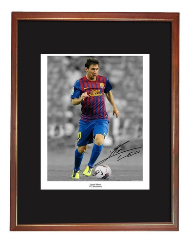 Lionel Messi En Barcelona Foto Firmada Enmarcada