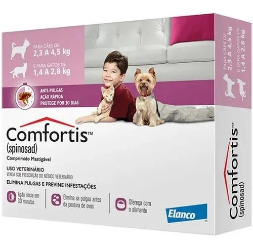 Comfortis Cães De 2,3 A 4,5kg E Gatos De 1,4 A 2,8kg