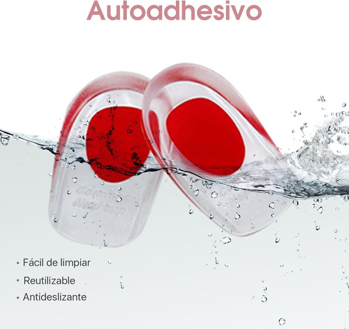 Talonera Espolón Calcáneo De Gel Plantilla Ortopedicas 3 Par Rojo M