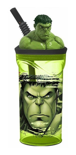 Vaso Infantil Increible Hulk Estatuilla Avengers Con Pajita